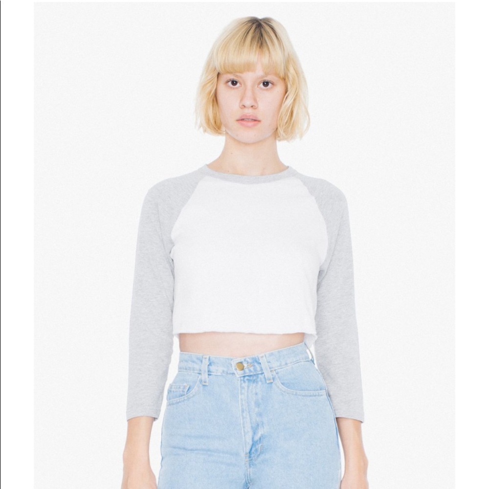 American Apparel White and Gray 3/4 sleeve